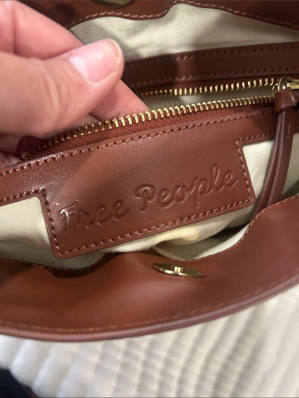 Free People Woven Bag in Olive Brown - Stylish Everyday Carry - Picture 8 of 9